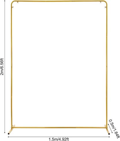 DYNAMI 6.6 x 5 FT Metal Backdrop Stand Arch with Cover,Square Balloon Arch Stand Garden Arbor Frame,for Birthday Party Bridal Shower Photo Booth Background (Gold Stand w/Pink Cover,6.6 x 5 FT) in Saudi Arabia