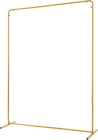 DYNAMI 6.6 x 5 FT Metal Backdrop Stand Arch with Cover,Square Balloon Arch Stand Garden Arbor Frame,for Birthday Party Bridal Shower Photo Booth Background (Gold Stand w/Pink Cover,6.6 x 5 FT) in Saudi Arabia