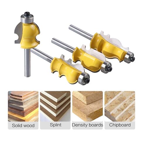 1/4-Inch Shank Architectural Molding Router Bit Set Carbide Sculpture Edge line Styling Cutter Woodworking Shape Cutter Tool 4PCS in Saudi Arabia