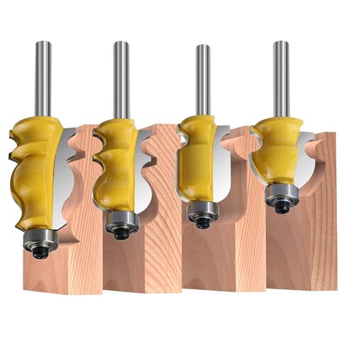 1/4-Inch Shank Architectural Molding Router Bit Set Carbide Sculpture Edge line Styling Cutter Woodworking Shape Cutter Tool 4PCS in Saudi Arabia