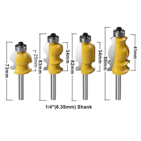 1/4-Inch Shank Architectural Molding Router Bit Set Carbide Sculpture Edge line Styling Cutter Woodworking Shape Cutter Tool 4PCS in Saudi Arabia