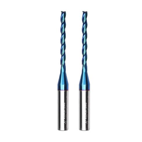 3-Flute CNC Spiral Router Bit Blue NACO Coating Up Cut End Mill with 1/8 inch Cutting Diameter 1/4 inch Shank 1-1/4 Inch Cutting Diameter 2-1/2" OVL for Wood Cutting Engraving STF335 in Saudi Arabia