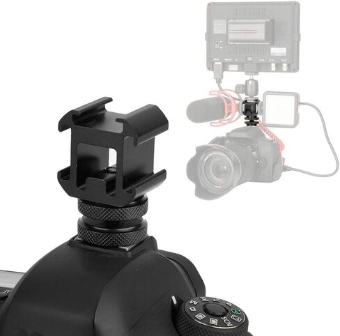 Triple Hot Shoe Mount Extender | 3-Slot Metal Base for Microphone LED Video Light in Kuwait