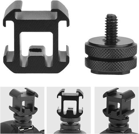 Triple Hot Shoe Mount Extender | 3-Slot Metal Base for Microphone LED Video Light in Kuwait