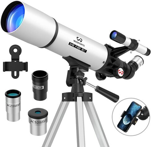 90mm Aperture 600mm Refractor Telescope for Adults High Powered | 180x magnification, with adjustable tripod, phone adapter, carry bag, portable professional astronomy telescope for beginners in Saudi Arabia