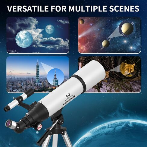 90mm Aperture 600mm Refractor Telescope for Adults High Powered | 180x magnification, with adjustable tripod, phone adapter, carry bag, portable professional astronomy telescope for beginners in Saudi Arabia