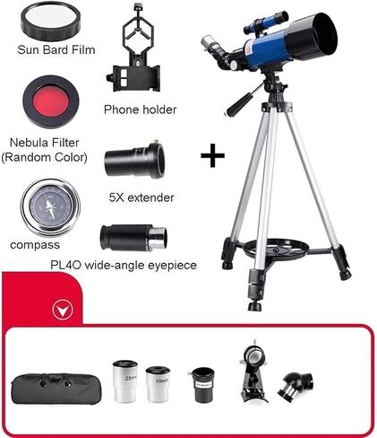 70mm Aperture 400mm Mount Astronomical Telescope, Refractor Telescope for Kids, Adults, and Beginners, Portable Travel Telescope (Package 3) (Package 4) in Saudi Arabia