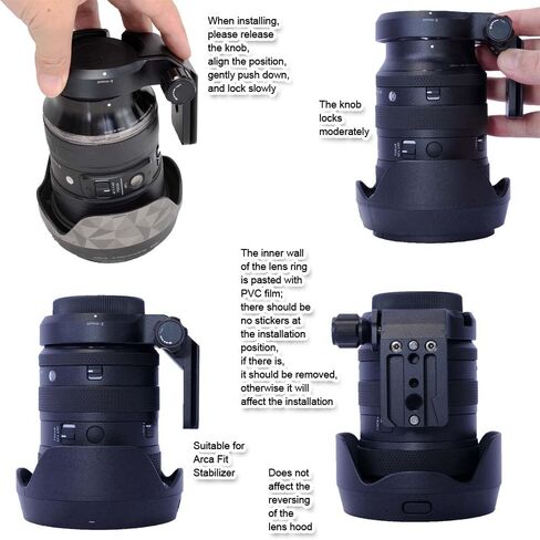 طوق عدسة حلقية للتركيب على حامل ثلاثي القوائم متوافق مع Sigma 24-70 مم f/2.8 DG DN Art II، 20-200 مم F3.5-6.3 DG C، ​​17-40 مم F1.8 DC Art، 14-24 مم f/2.8 DG DN Art، 28-70 مم f2.8 DG DN C، 105 مم F2.8 DG DN Macro E-Mount in Kuwait