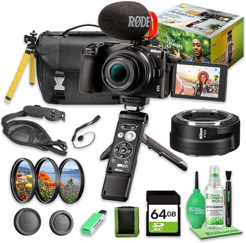 Nikon Z30 Mirrorless Creator Kit Camera 20.9MP for Vlogging YouTube Travel Streaming with 4K Video and Flip Screen (13602) + FTZ II Adapter + 64GB Card + More Accessories (14pc Bundle) in Saudi Arabia