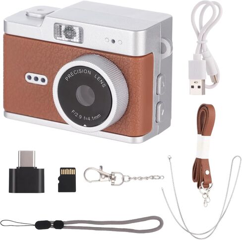 Mini Retro Camera with Video Recording, Ultra-Compact Digital Camera, Filter Mode, Rechargeable Pocket Camera with 32GB Memory Card, OTG Adapter, 4 Carry Ways for Travel Daily Vlogging in Saudi Arabia