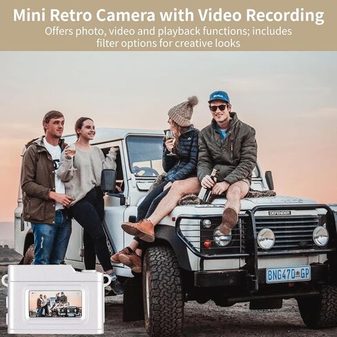 Mini Retro Camera with Video Recording, Ultra-Compact Digital Camera, Filter Mode, Rechargeable Pocket Camera with 32GB Memory Card, OTG Adapter, 4 Carry Ways for Travel Daily Vlogging in Saudi Arabia