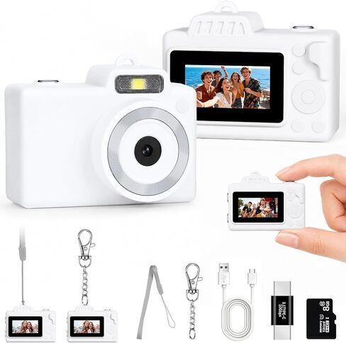 Y2K Mini Camera Keychain for Girls, Retro Lo-Fi Keychain Cam with 5 Filters | Retro Image Quality, Non Professional Camera, Keychain Clip, Y2K Birthday Gift in Saudi Arabia