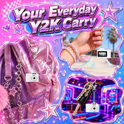Y2K Mini Camera Keychain for Girls, Retro Lo-Fi Keychain Cam with 5 Filters | Retro Image Quality, Non Professional Camera, Keychain Clip, Y2K Birthday Gift in Saudi Arabia