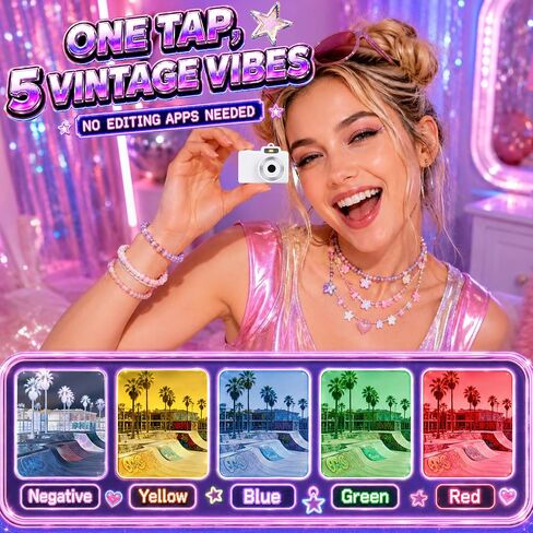 Y2K Mini Camera Keychain for Girls, Retro Lo-Fi Keychain Cam with 5 Filters | Retro Image Quality, Non Professional Camera, Keychain Clip, Y2K Birthday Gift in Saudi Arabia