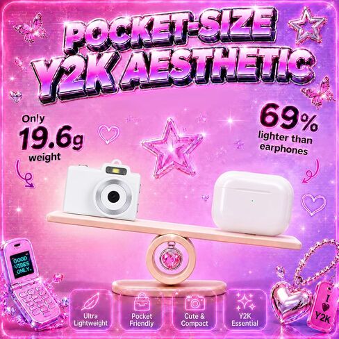 Y2K Mini Camera Keychain for Girls, Retro Lo-Fi Keychain Cam with 5 Filters | Retro Image Quality, Non Professional Camera, Keychain Clip, Y2K Birthday Gift in Saudi Arabia
