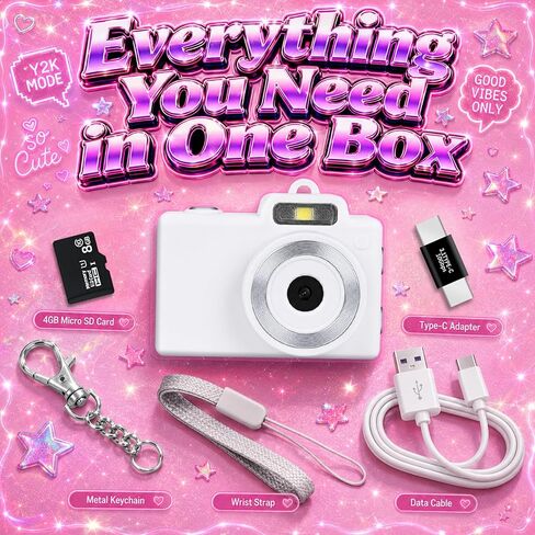 Y2K Mini Camera Keychain for Girls, Retro Lo-Fi Keychain Cam with 5 Filters | Retro Image Quality, Non Professional Camera, Keychain Clip, Y2K Birthday Gift in Saudi Arabia
