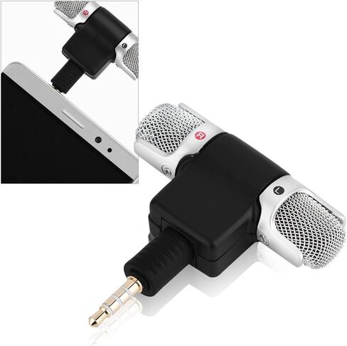 Pongnas Stereo Microphone for Smartphone with Angle Mount and Gold Plated 3 5mm Connector for Clear Recording in Saudi Arabia