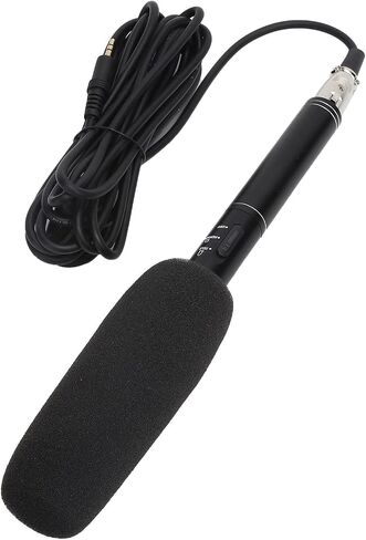 Pongnas Portable High Sensitivity Condenser Recording Microphone for Interviews Field XLR Output Compact User Friendly Design 28 cm Compatible with Cameras and Recorders in Saudi Arabia