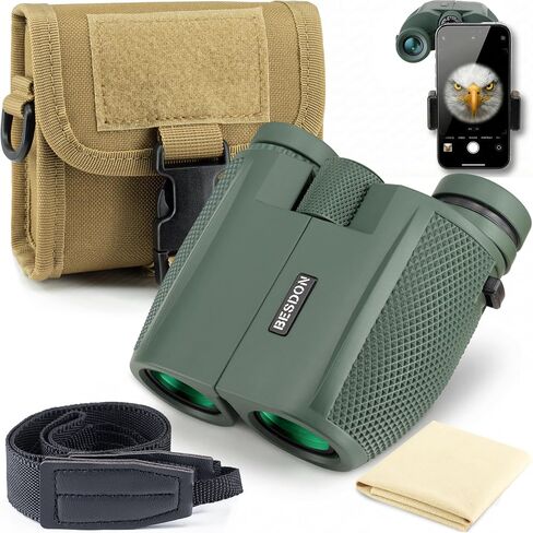12x25 Compact Binoculars for Adults Travel BAK4 FMC | Lightweight 9.2 oz pocket binoculars with 600D carry pouch and wide strap for cruise, hiking, bird watching, concerts. in Kuwait