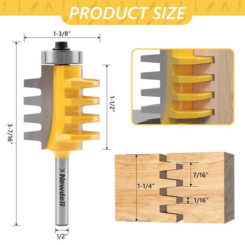 Newdeli 45 Degree Lock Miter & Tongue and Groove & Finger Joint Router Bit Set - 1/4 Inch Shank Woodworking Milling Cutter Tool 4-Piece Set in Saudi Arabia