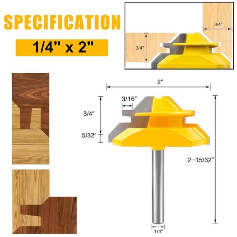 Newdeli 45 Degree Lock Miter & Tongue and Groove & Finger Joint Router Bit Set - 1/4 Inch Shank Woodworking Milling Cutter Tool 4-Piece Set in Saudi Arabia