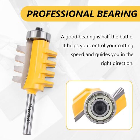 Newdeli 45 Degree Lock Miter & Tongue and Groove & Finger Joint Router Bit Set - 1/4 Inch Shank Woodworking Milling Cutter Tool 4-Piece Set in Saudi Arabia