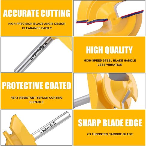 Newdeli 45 Degree Lock Miter & Tongue and Groove & Finger Joint Router Bit Set - 1/4 Inch Shank Woodworking Milling Cutter Tool 4-Piece Set in Saudi Arabia