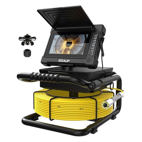 Sewer Camera 7 inch with Meter Marker, 100ft Pipe Endoscope with 32GB DVR, 20x Zoom, 12 LED Lights, IP68 Waterproof 23MM 1080P Camera for Pipe Inspection in Kuwait