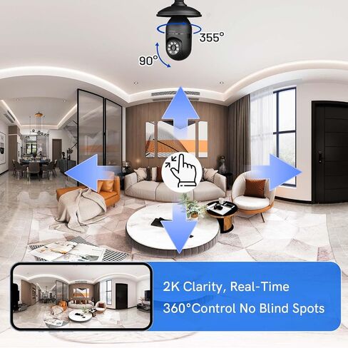 2K Light Bulb Camera Outdoor, 2.4/5GHz Wi-Fi 6 Security Cameras Wireless Outdoor, 360° PTZ Cameras for Home Security with Color Night Vision, AI Human Detection, 2 Way Talk, Easy Installation,2 Packs in Kuwait