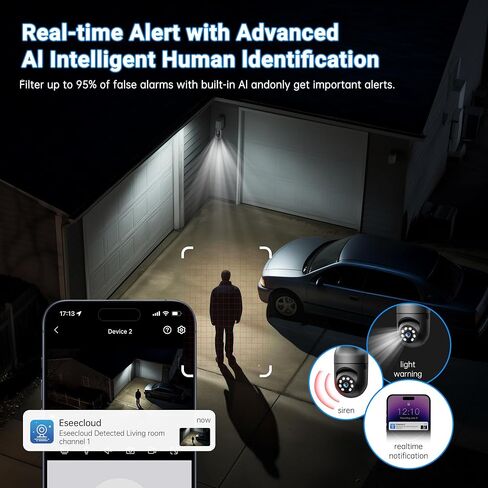 2K Light Bulb Camera Outdoor, 2.4/5GHz Wi-Fi 6 Security Cameras Wireless Outdoor, 360° PTZ Cameras for Home Security with Color Night Vision, AI Human Detection, 2 Way Talk, Easy Installation,2 Packs in Kuwait