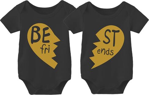 YSCULBUTOL 2-Pack Baby Twins Bodysuits Born Together Friends Forever Infant Clothes Cute Twin Unisex Romper Outfits in Saudi Arabia