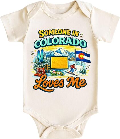 Someone in Colorado Loves Me Baby Bodysuit - Denver Gifts for Newborn Boys and Girls – 3-6 Months, Natural in Saudi Arabia