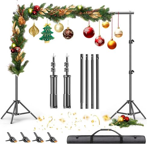8.5X10 FT Backdrop Stand,10x10 FT White Backdrop Curtain for Wedding Party | 5x10ft, 2 Panels Wedding White Curtain Backdrop with Large Backdrop Stand for Birthday Party Decorations in Saudi Arabia