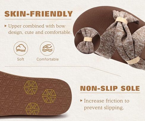 KuaiLu Womens Dressy Bow Sandals Brown-CP Size 7 | Memory Cushion Comfortable Walking Criss Cross Ladies Slippers in Saudi Arabia