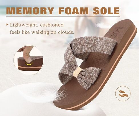 KuaiLu Womens Dressy Bow Sandals Brown-CP Size 7 | Memory Cushion Comfortable Walking Criss Cross Ladies Slippers in Saudi Arabia