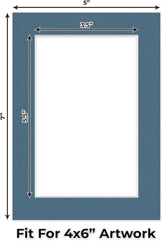 Bottle Blue Acid Free 5x7 Picture Frame Mats with White Core Bevel Cut for 4x6 Pictures - Fits 5x7 Frame - One Mat in Kuwait