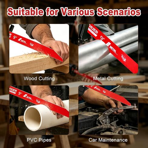50 Pack 9 Inch 14/18 TPI Bi-Metal Reciprocating Saw Blades with Organizer | for Metal Steel Cutting Automobile Dismantling, Non-Stick Coated Carbide Alloy Steel for 1/16"-5/16" Medium Metals in Saudi Arabia