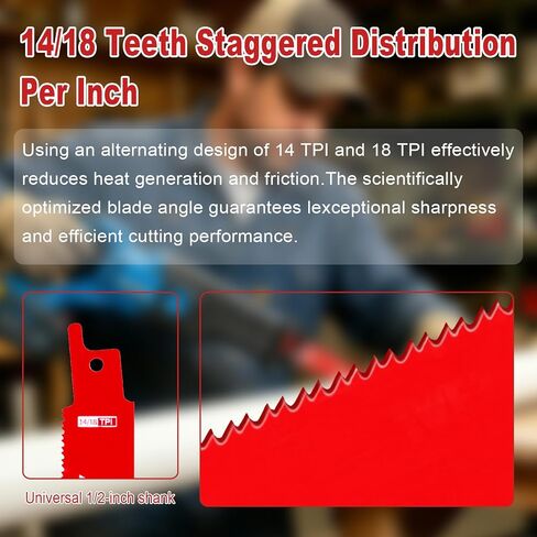 50 Pack 9 Inch 14/18 TPI Bi-Metal Reciprocating Saw Blades with Organizer | for Metal Steel Cutting Automobile Dismantling, Non-Stick Coated Carbide Alloy Steel for 1/16"-5/16" Medium Metals in Saudi Arabia