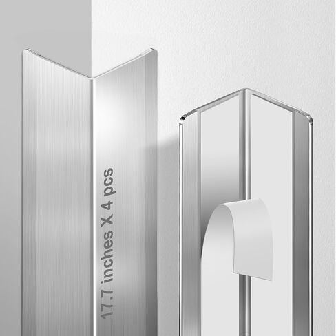Magicheap 4 Pack Stainless Steel Wall Corner Protector, 17.7in x 1.18in | Self Adhesive, Easy to Install, Arc-shaped Polished, Edge Guard Strip for Walls Furniture Cabinet Shelf Drywall Desk in Saudi Arabia