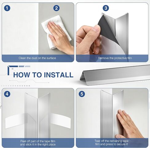 Magicheap 4 Pack Stainless Steel Wall Corner Protector, 17.7in x 1.18in | Self Adhesive, Easy to Install, Arc-shaped Polished, Edge Guard Strip for Walls Furniture Cabinet Shelf Drywall Desk in Saudi Arabia