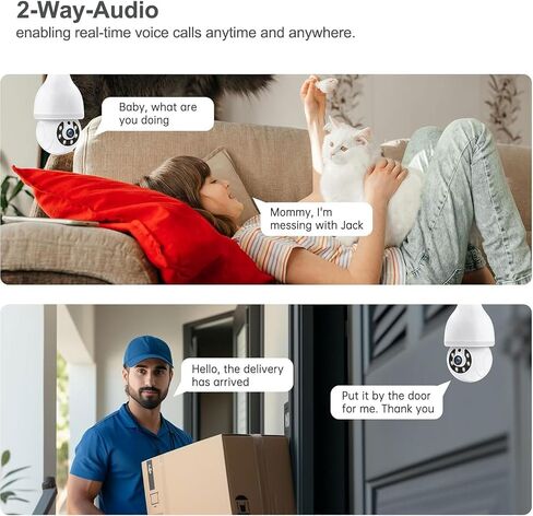 Light Bulb Security Camera, 5G&2.4GHz WiFi Light Bulb Cameras Wireless Outdoor Indoor, Lightbulb Camera for Home Security, Two-Way Talk,Color Night Vision, Motion Detection & Real-time Alarm in Saudi Arabia