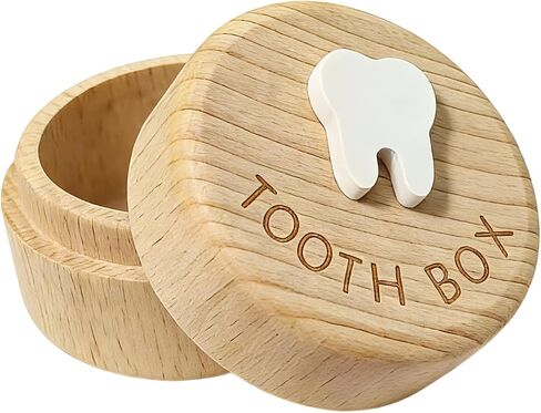 Tooth Fairy Box, 3D Carved Wooden Tooth Box Free-Space Baby Teeth Keepsake, Lost Teeth Holder Storage for Boys Girls, Baby First Tooth Memory to Put Under Pillow in Kuwait