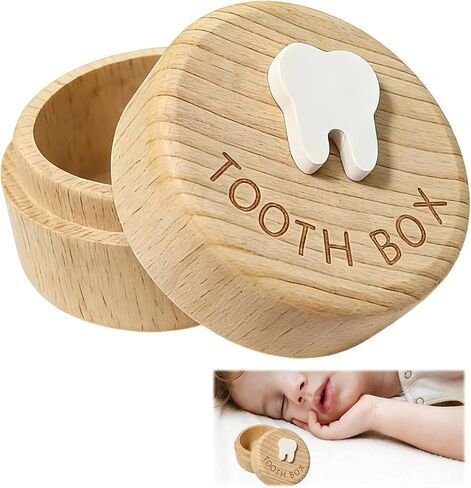 Tooth Fairy Box, 3D Carved Wooden Tooth Box Free-Space Baby Teeth Keepsake, Lost Teeth Holder Storage for Boys Girls, Baby First Tooth Memory to Put Under Pillow in Kuwait