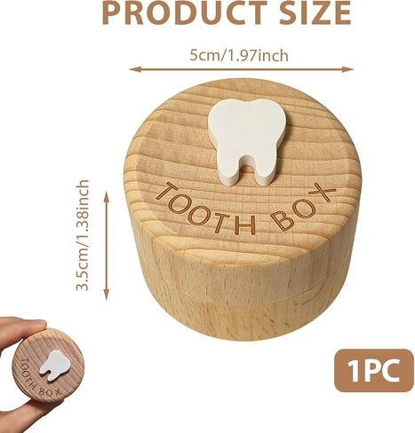 Tooth Fairy Box, 3D Carved Wooden Tooth Box Free-Space Baby Teeth Keepsake, Lost Teeth Holder Storage for Boys Girls, Baby First Tooth Memory to Put Under Pillow in Kuwait