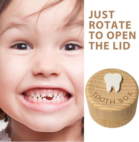 Tooth Fairy Box, 3D Carved Wooden Tooth Box Free-Space Baby Teeth Keepsake, Lost Teeth Holder Storage for Boys Girls, Baby First Tooth Memory to Put Under Pillow in Kuwait