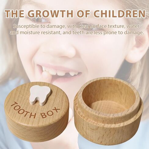 Tooth Fairy Box, 3D Carved Wooden Tooth Box Free-Space Baby Teeth Keepsake, Lost Teeth Holder Storage for Boys Girls, Baby First Tooth Memory to Put Under Pillow in Kuwait
