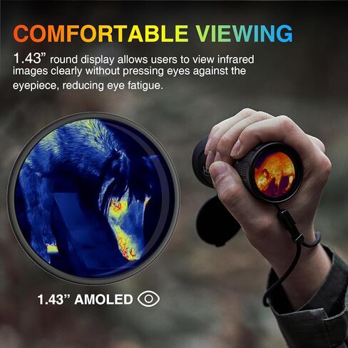 EM10-256 Thermal Monocular, 256×192(50Hz) Night Vision Infrared Scope | 10mm Focal Lens, 1.43"AMOLED Touchscreen, Handheld Thermal Imaging Monocular for Hunting, Outdoor Camping, Travel in Saudi Arabia