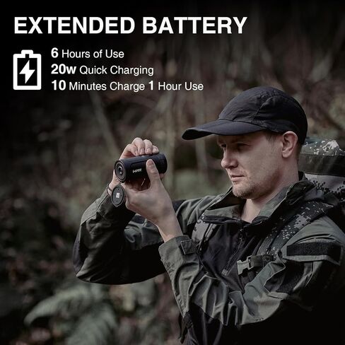 EM10-256 Thermal Monocular, 256×192(50Hz) Night Vision Infrared Scope | 10mm Focal Lens, 1.43"AMOLED Touchscreen, Handheld Thermal Imaging Monocular for Hunting, Outdoor Camping, Travel in Saudi Arabia