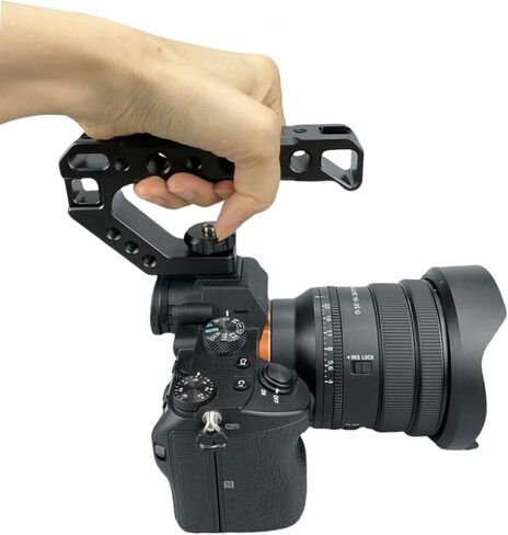 DSLR Camera Top Handle with Three Cold Shoe Mounts Aluminum Alloy Grip for LED Light Microphone Ergonomic Handle in Kuwait