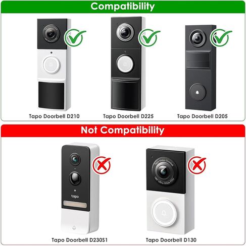Vinyl Siding Mount for Tapo Doorbell Camera D210/D225, Adjustable Angle Doorbell Wedge Corner Mounting Bracket Kit, Doorbell Camera Mount Solve Siding Tilt Problem (4" Standard Vinyl Siding Only) in Saudi Arabia